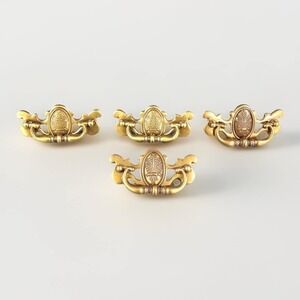 Vtg Pressed Brass Drawer Pulls Wheat Sheaf Design Canada CB 1988 Set of 4